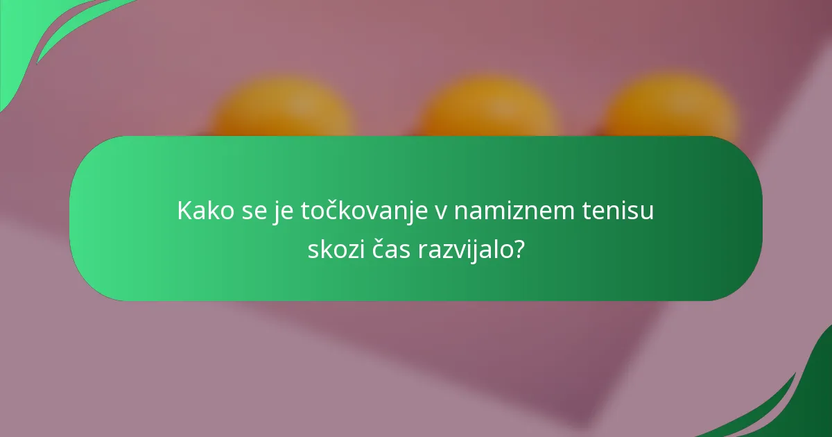 Kako se je točkovanje v namiznem tenisu skozi čas razvijalo?