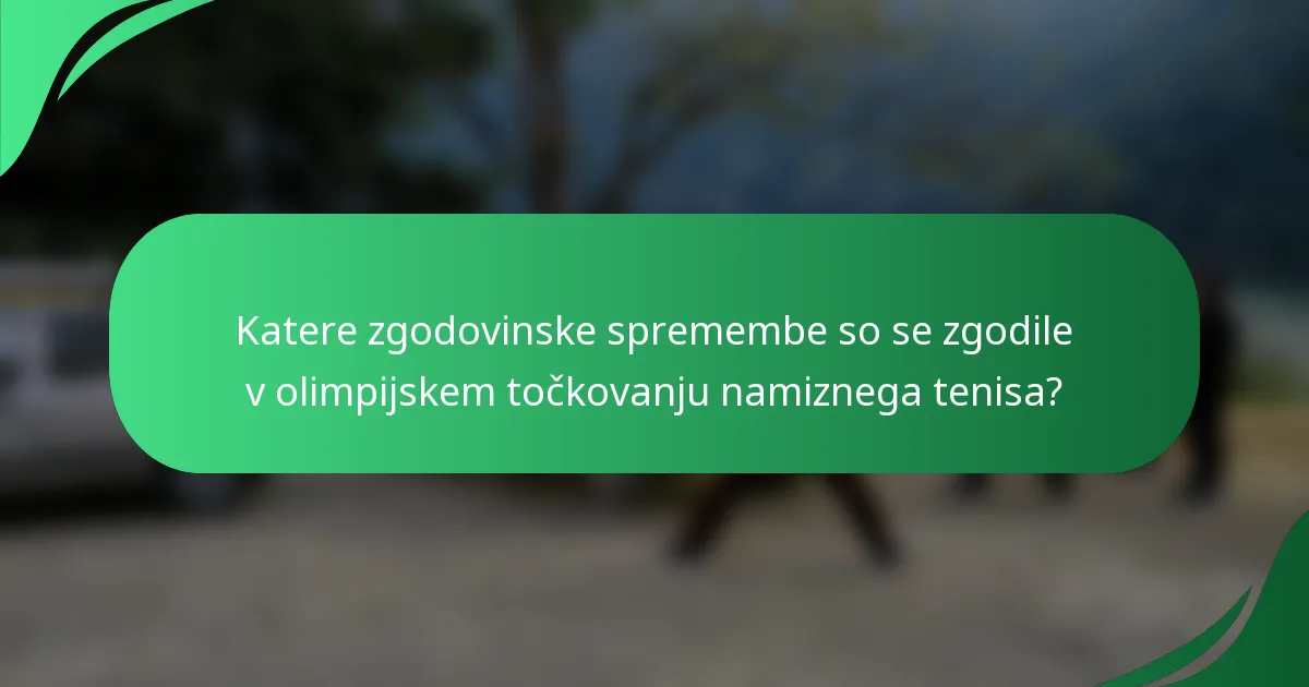 Katere zgodovinske spremembe so se zgodile v olimpijskem točkovanju namiznega tenisa?