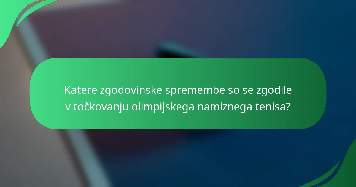 Katere zgodovinske spremembe so se zgodile v točkovanju olimpijskega namiznega tenisa?